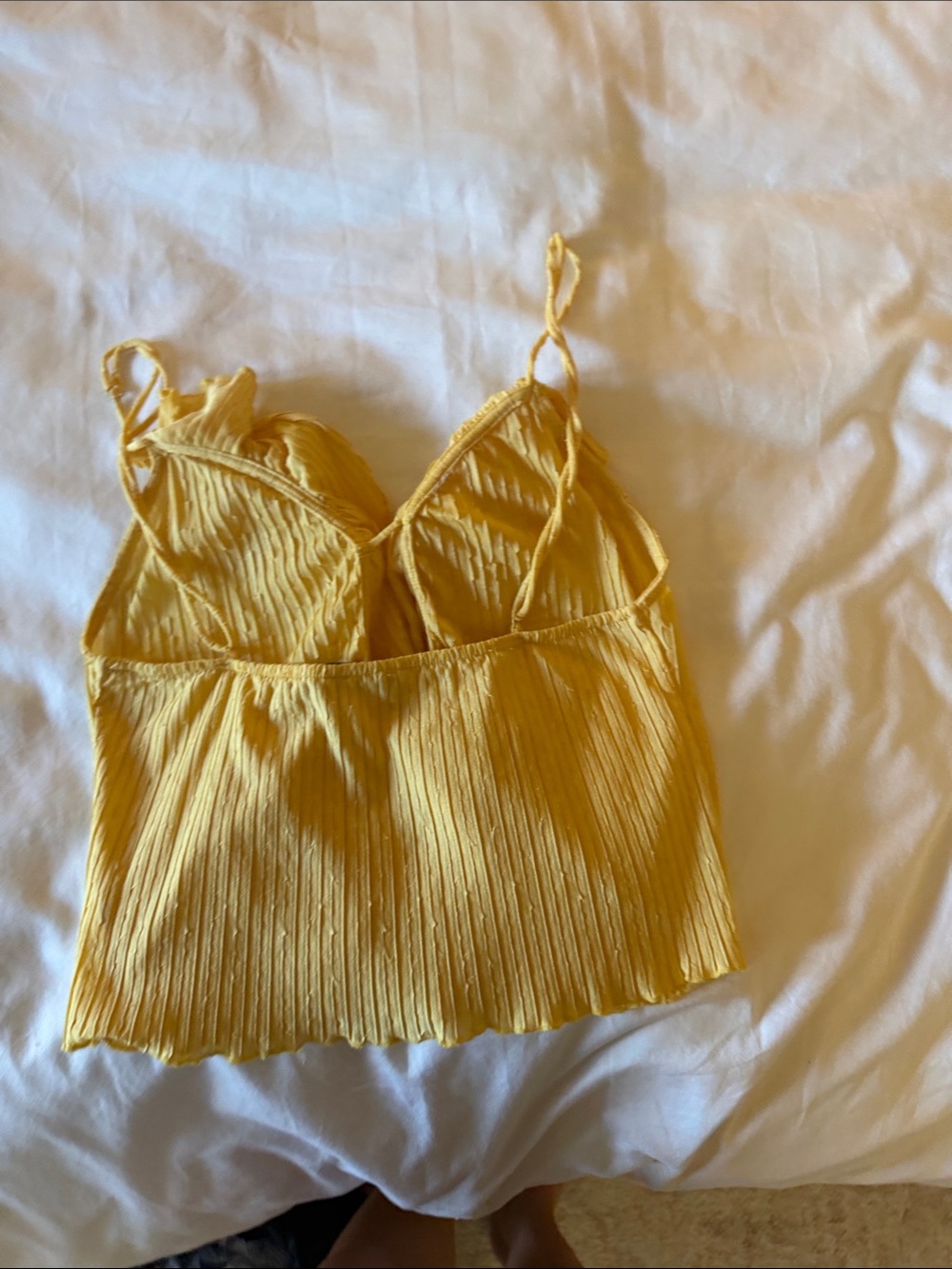 Yellow Ruffled Pleated Cami Top - Picture 3 of 4